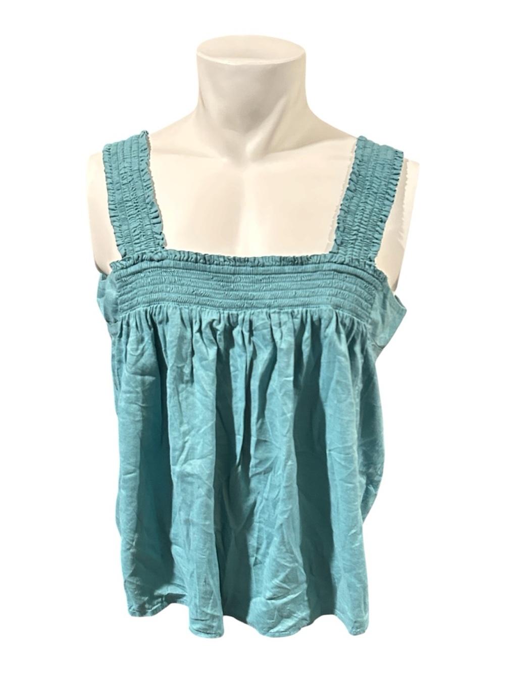 a.n.a Aqua Smocked Square-Neck Tank